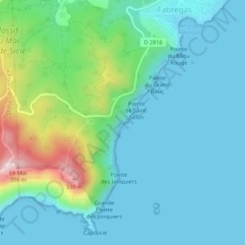 Mapa topográfico La Seyne-sur-Mer, altitud, relieve