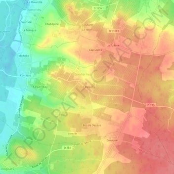 Mapa topográfico Le Parent, altitud, relieve