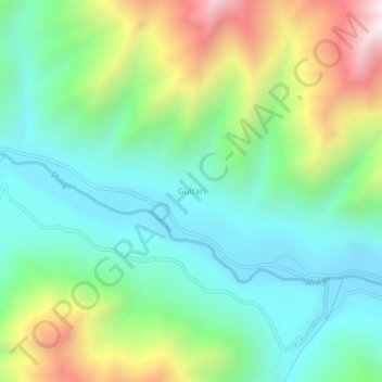 Mapa topográfico Gultari, altitud, relieve