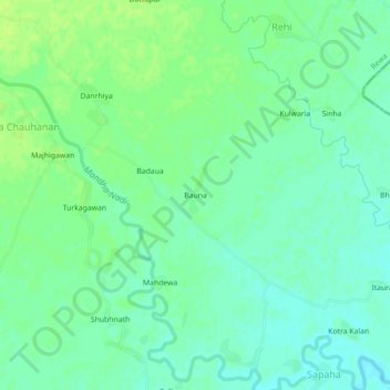 Mapa topográfico Bauna, altitud, relieve