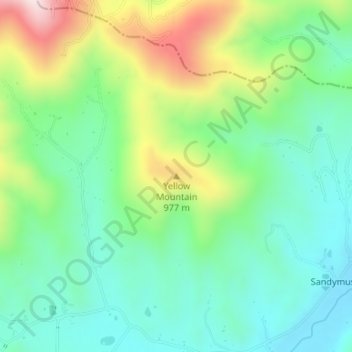 Mapa topográfico Yellow Mountain, altitud, relieve