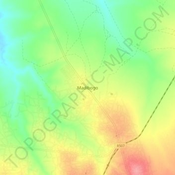 Mapa topográfico Madibogo, altitud, relieve