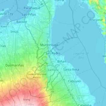 Mapa topográfico San Pedro, altitud, relieve