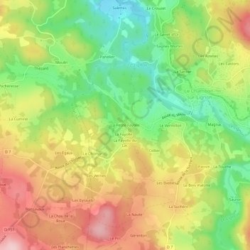 Mapa topográfico La Petite Fayolle, altitud, relieve