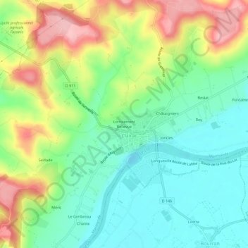 Mapa topográfico Lotissement Bellevue, altitud, relieve