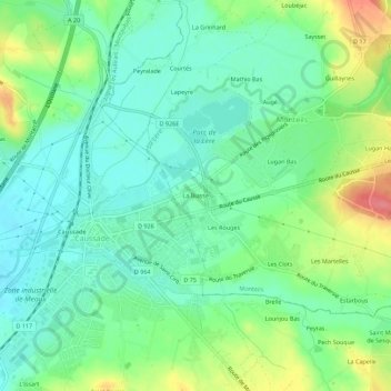 Mapa topográfico La Biasse, altitud, relieve