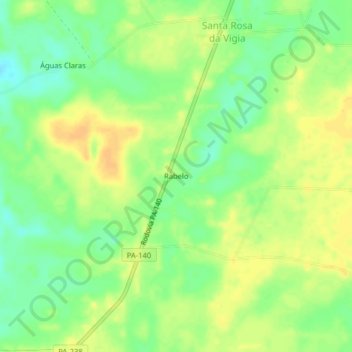 Mapa topográfico Rabelo, altitud, relieve