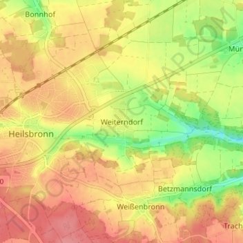 Mapa topográfico Weiterndorf, altitud, relieve