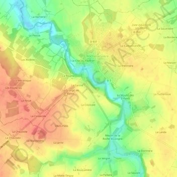 Mapa topográfico Le Cormier, altitud, relieve