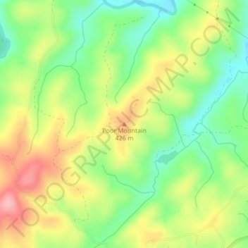 Mapa topográfico Poor Mountain, altitud, relieve