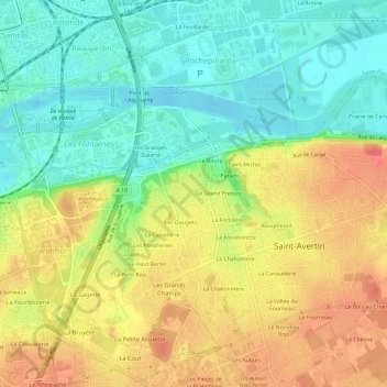 Mapa topográfico Les Sables, altitud, relieve