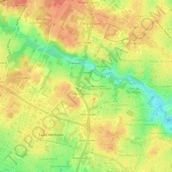 Mapa topográfico La Botardière, altitud, relieve
