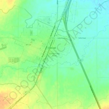Mapa topográfico Sunrise Trailer Court, altitud, relieve