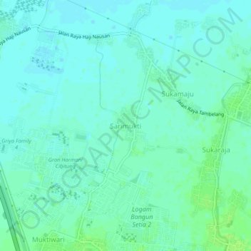 Mapa topográfico Sarimukti, altitud, relieve