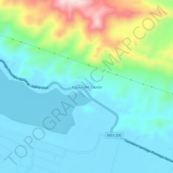 Mapa topográfico Aguaje del Zapote, altitud, relieve