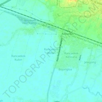 Mapa topográfico Rancaekek Wetan, altitud, relieve