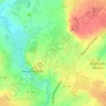 Mapa topográfico Aunay, altitud, relieve