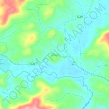 Mapa topográfico Sautee, altitud, relieve