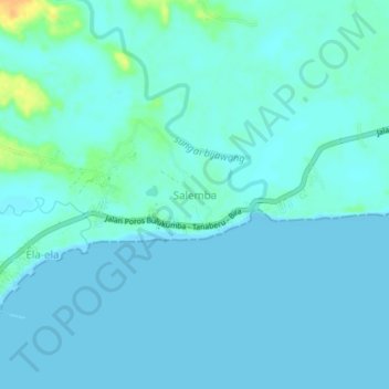 Mapa topográfico Salemba, altitud, relieve