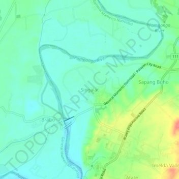 Mapa topográfico Singalat, altitud, relieve