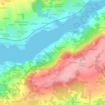Mapa topográfico Ty ar Zant, altitud, relieve