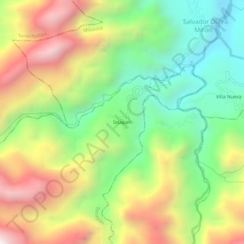 Mapa topográfico Ixtapan, altitud, relieve
