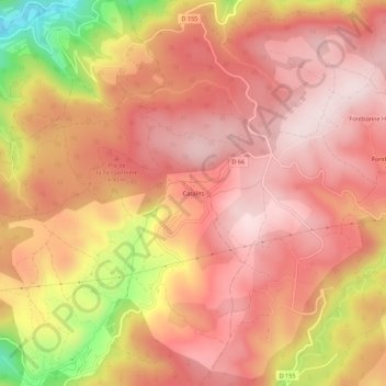 Mapa topográfico Cazalits, altitud, relieve