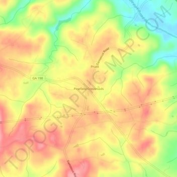Mapa topográfico Pinefield Crossroads, altitud, relieve