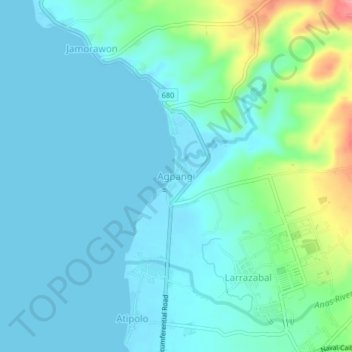 Mapa topográfico Agpangi, altitud, relieve