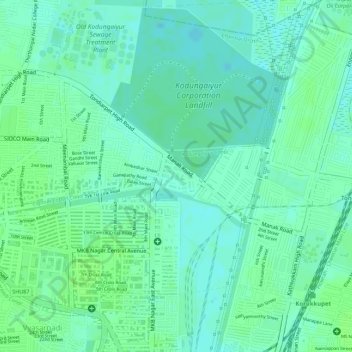 Mapa topográfico Rajarathinam Colony, altitud, relieve