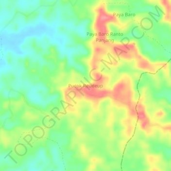 Mapa topográfico Pucok Reudeup, altitud, relieve