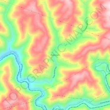 Mapa topográfico Patterson, altitud, relieve