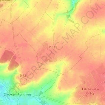 Mapa topográfico Wadicourt, altitud, relieve