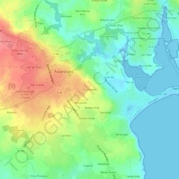 Mapa topográfico Loc'Hilaire, altitud, relieve
