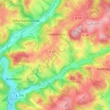 Mapa topográfico Schönenborn, altitud, relieve
