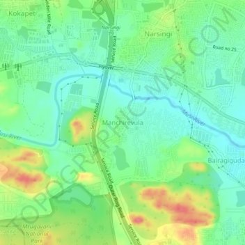 Mapa topográfico Manchirevula, altitud, relieve