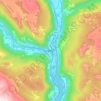 Mapa topográfico Otta, altitud, relieve