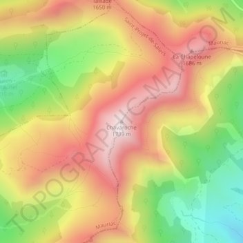 Mapa topográfico Chavaroche, altitud, relieve