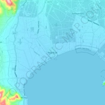 Mapa topográfico Nea Kios, altitud, relieve