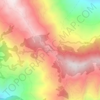 Mapa topográfico Sankranti, altitud, relieve