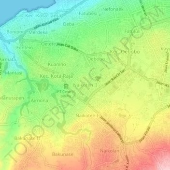 Mapa topográfico Naikoten II, altitud, relieve