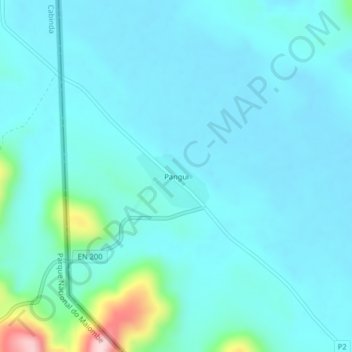 Mapa topográfico Pangui, altitud, relieve