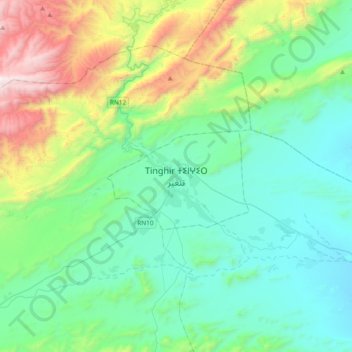 Mapa topográfico Tinghir, altitud, relieve