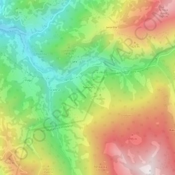 Mapa topográfico Temska, altitud, relieve
