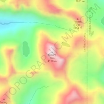 Mapa topográfico Mount Oso, altitud, relieve