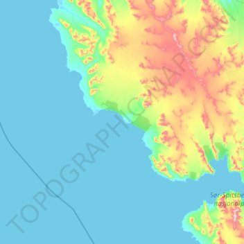 Mapa topográfico Nordre Isøya, altitud, relieve