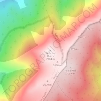 Mapa topográfico Peña del Buitre, altitud, relieve