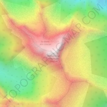Mapa topográfico Whitehorse Mountain, altitud, relieve