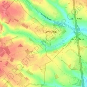 Mapa topográfico Trowley Bottom, altitud, relieve