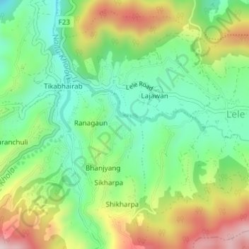 Mapa topográfico Tikabhairav, altitud, relieve